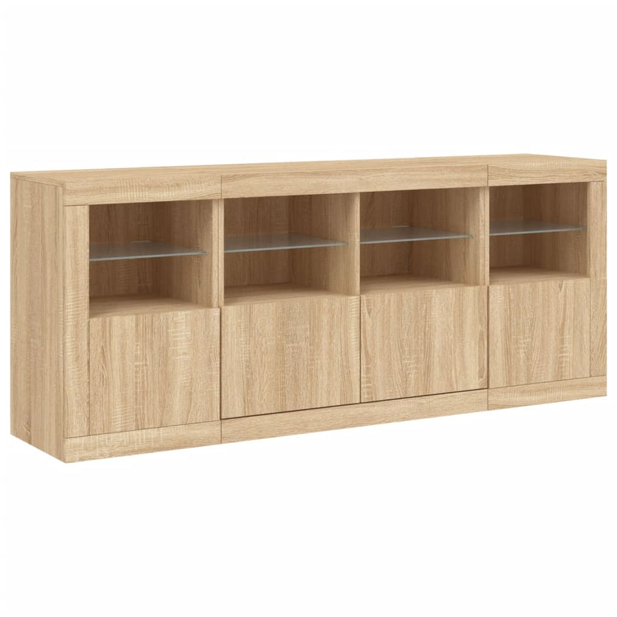 Dressoir Met Led-Verlichting 63X37X67 Cm Kleurig Sonoma eiken
