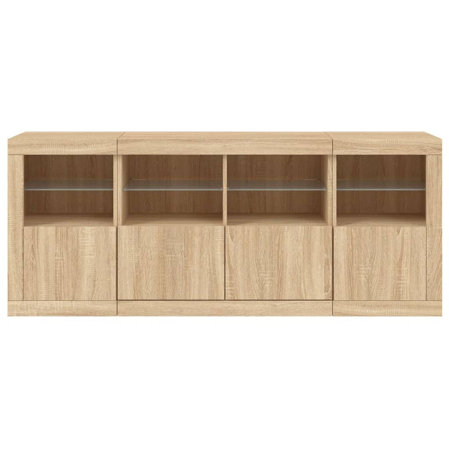 Dressoir Met Led-Verlichting 63X37X67 Cm Kleurig Sonoma eiken