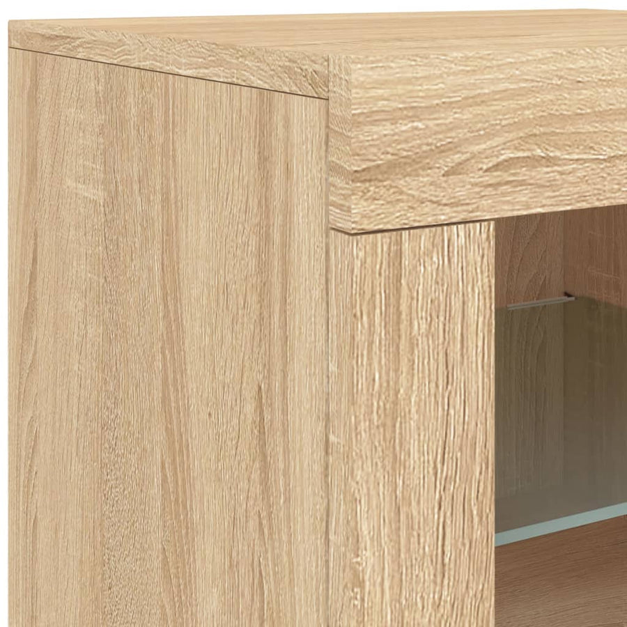 Dressoir Met Led-Verlichting 63X37X67 Cm Kleurig Sonoma eiken