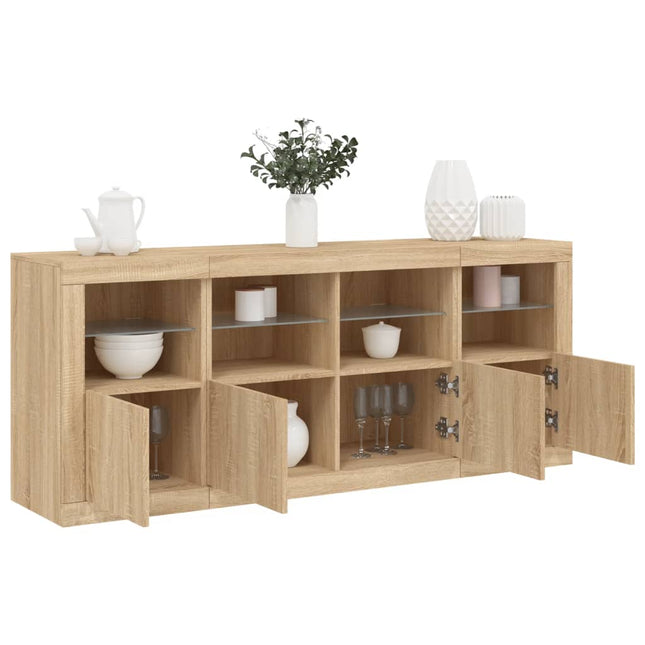 Dressoir Met Led-Verlichting 63X37X67 Cm Kleurig Sonoma eiken