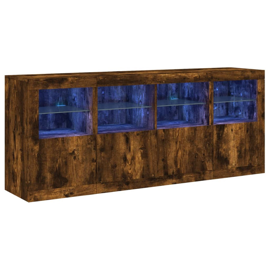 Dressoir Met Led-Verlichting 63X37X67 Cm Kleurig Gerookt eiken