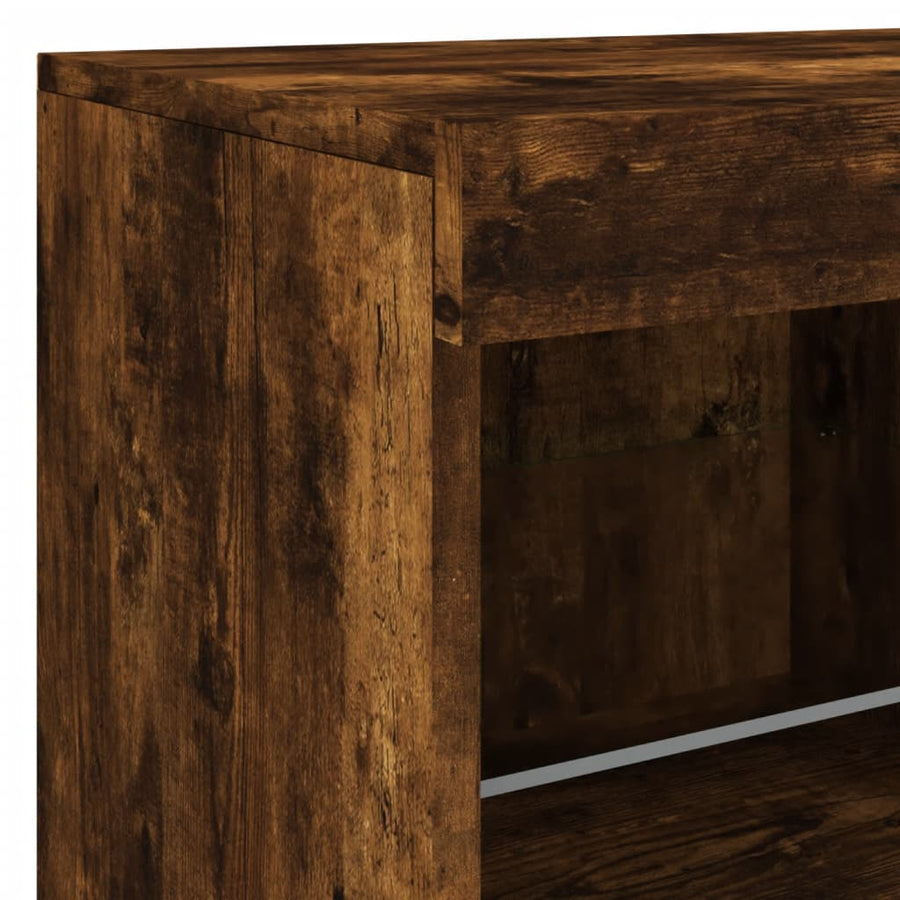 Dressoir Met Led-Verlichting 63X37X67 Cm Kleurig Gerookt eiken