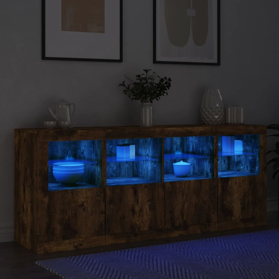 Dressoir Met Led-Verlichting 63X37X67 Cm Kleurig Gerookt eiken