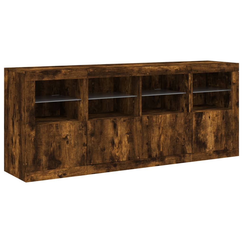 Dressoir Met Led-Verlichting 63X37X67 Cm Kleurig Gerookt eiken