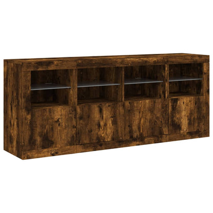 Dressoir Met Led-Verlichting 63X37X67 Cm Kleurig Gerookt eiken