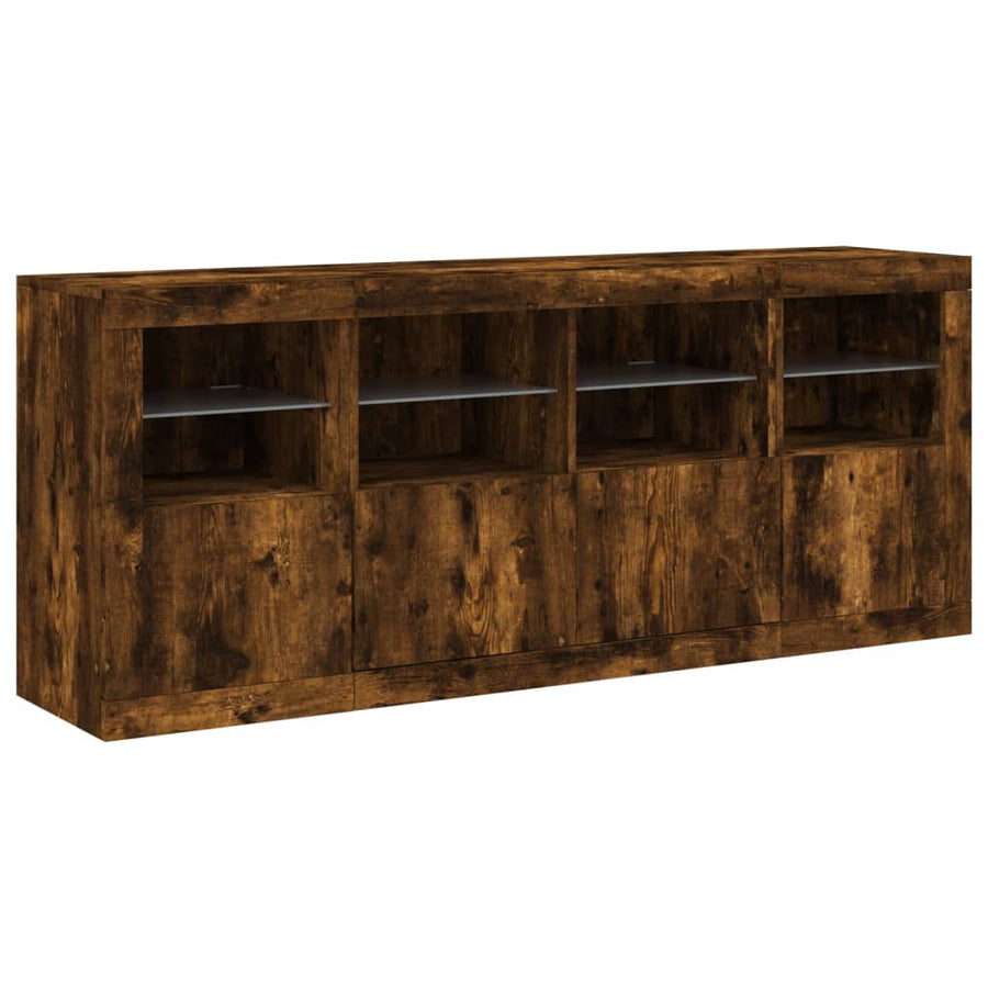 Dressoir Met Led-Verlichting 63X37X67 Cm Kleurig Gerookt eiken
