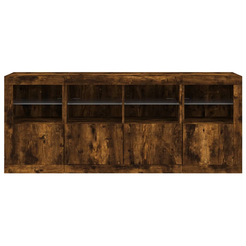 Dressoir Met Led-Verlichting 63X37X67 Cm Kleurig Gerookt eiken