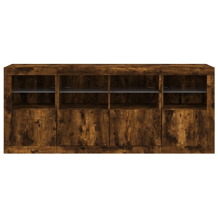 Dressoir Met Led-Verlichting 63X37X67 Cm Kleurig Gerookt eiken
