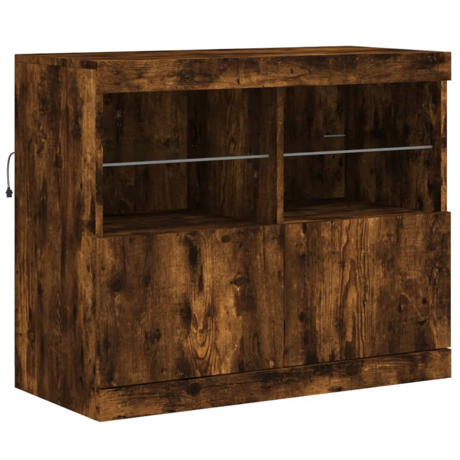 Dressoir Met Led-Verlichting 63X37X67 Cm Kleurig Gerookt eiken