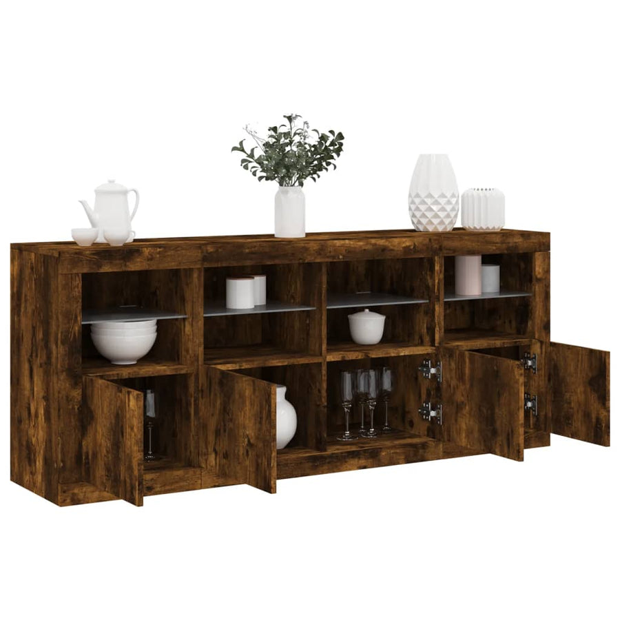 Dressoir Met Led-Verlichting 63X37X67 Cm Kleurig Gerookt eiken
