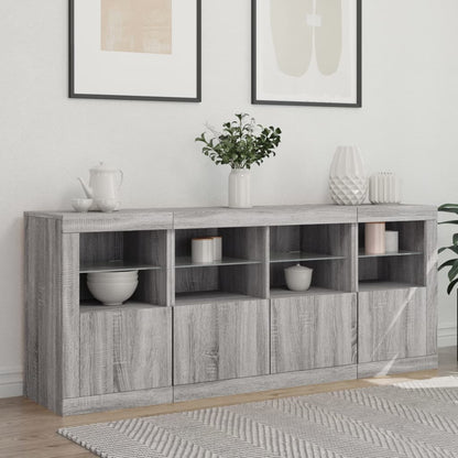 Dressoir Met Led-Verlichting 63X37X67 Cm Eiken Grijs sonoma