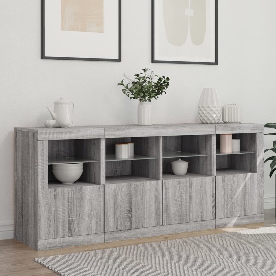 Dressoir Met Led-Verlichting 63X37X67 Cm Eiken Grijs sonoma
