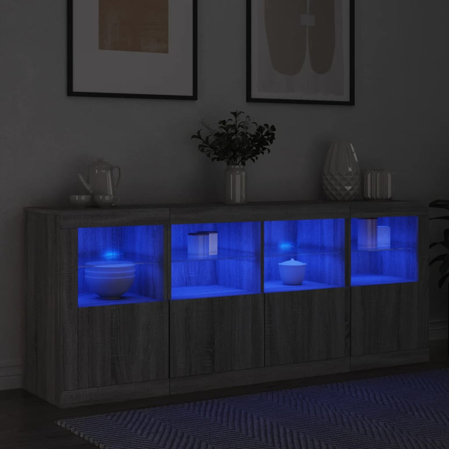 Dressoir Met Led-Verlichting 63X37X67 Cm Eiken Grijs sonoma