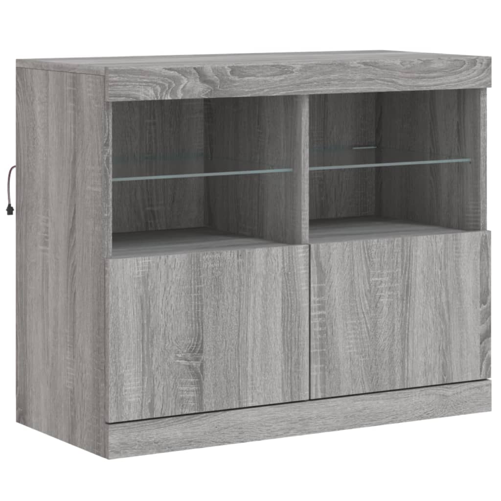 Dressoir Met Led-Verlichting 63X37X67 Cm Eiken Grijs sonoma