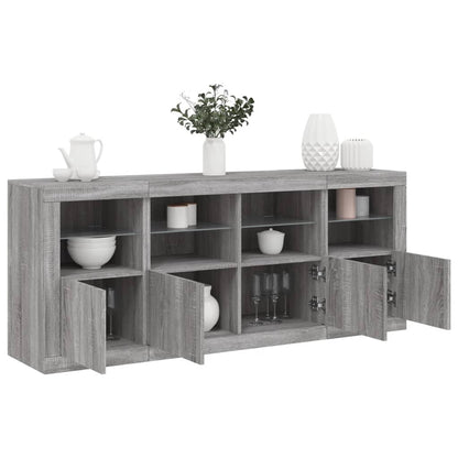 Dressoir Met Led-Verlichting 63X37X67 Cm Eiken Grijs sonoma