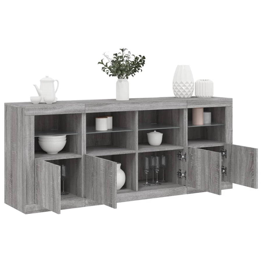 Dressoir Met Led-Verlichting 63X37X67 Cm Eiken Grijs sonoma