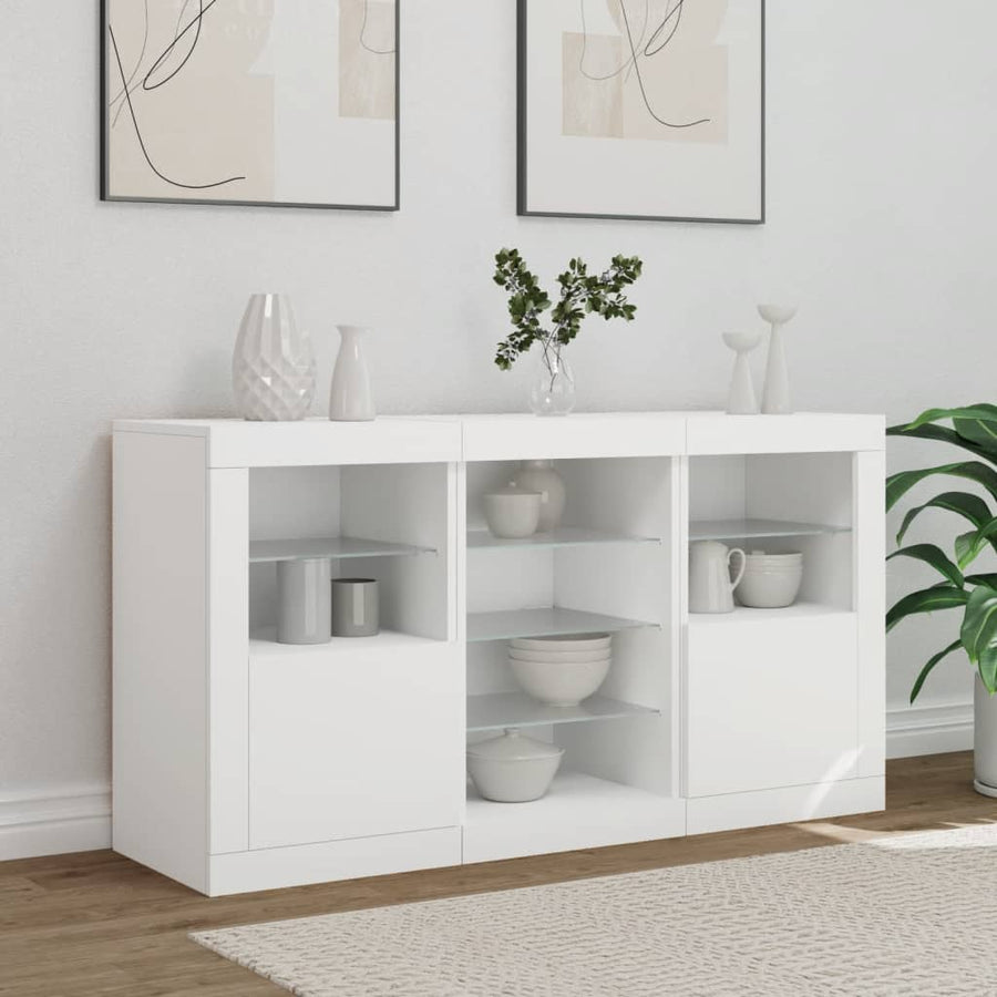Dressoir Met Led-Verlichting 23X37X67 Cm Wit
