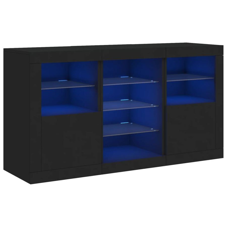 Dressoir Met Led-Verlichting 23X37X67 Cm Zwart