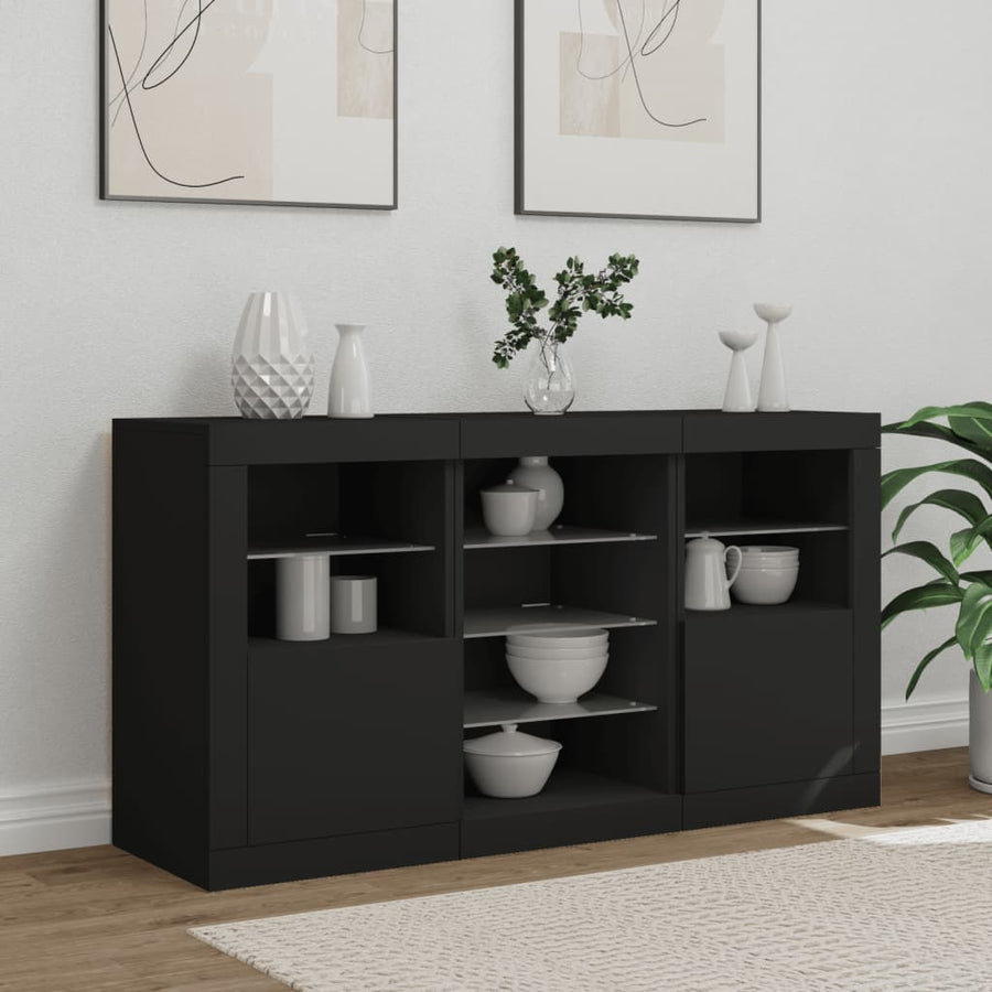 Dressoir Met Led-Verlichting 23X37X67 Cm Zwart