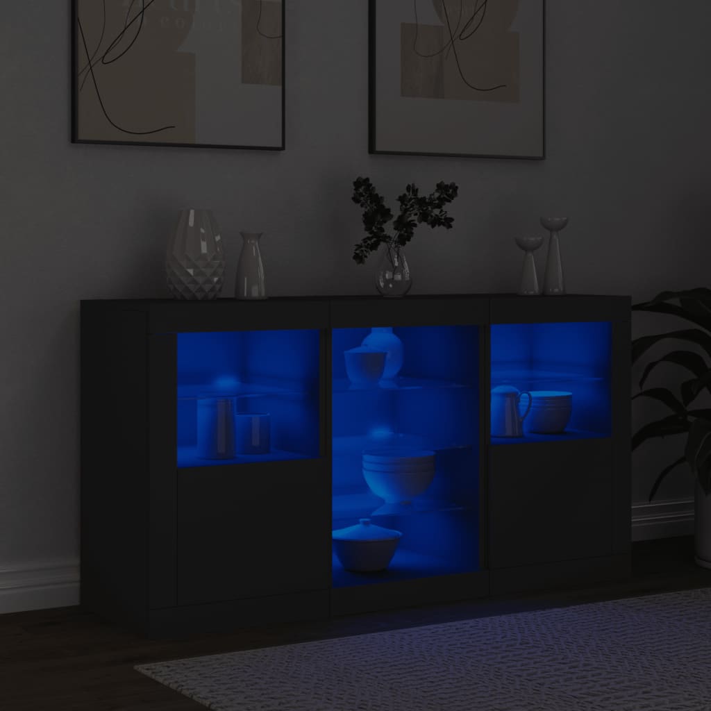 Dressoir Met Led-Verlichting 23X37X67 Cm Zwart
