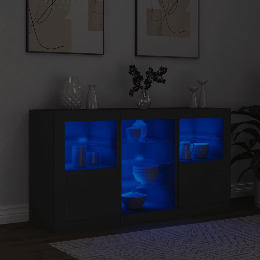 Dressoir Met Led-Verlichting 23X37X67 Cm Zwart