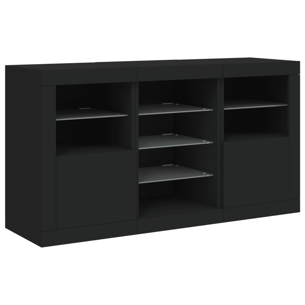 Dressoir Met Led-Verlichting 23X37X67 Cm Zwart