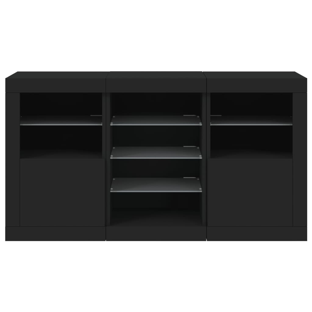 Dressoir Met Led-Verlichting 23X37X67 Cm Zwart