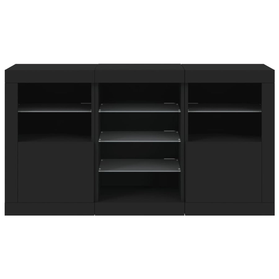 Dressoir Met Led-Verlichting 23X37X67 Cm Zwart