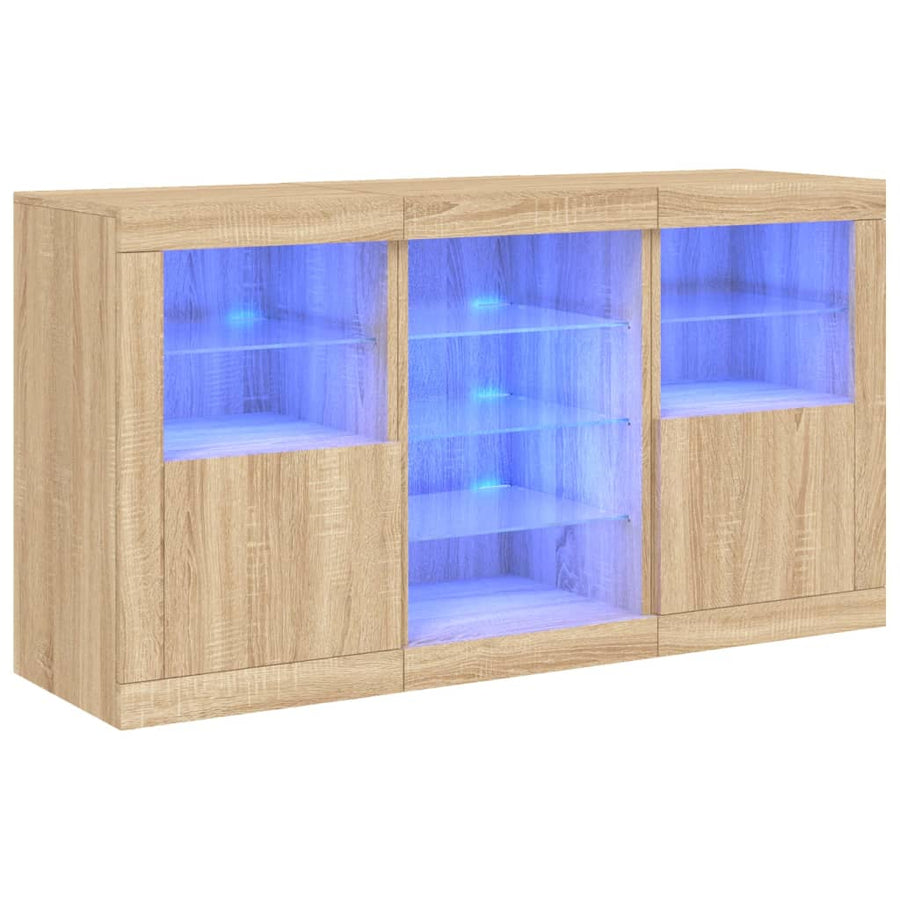 Dressoir Met Led-Verlichting 23X37X67 Cm Kleurig Sonoma eiken