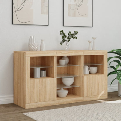 Dressoir Met Led-Verlichting 23X37X67 Cm Kleurig Sonoma eiken