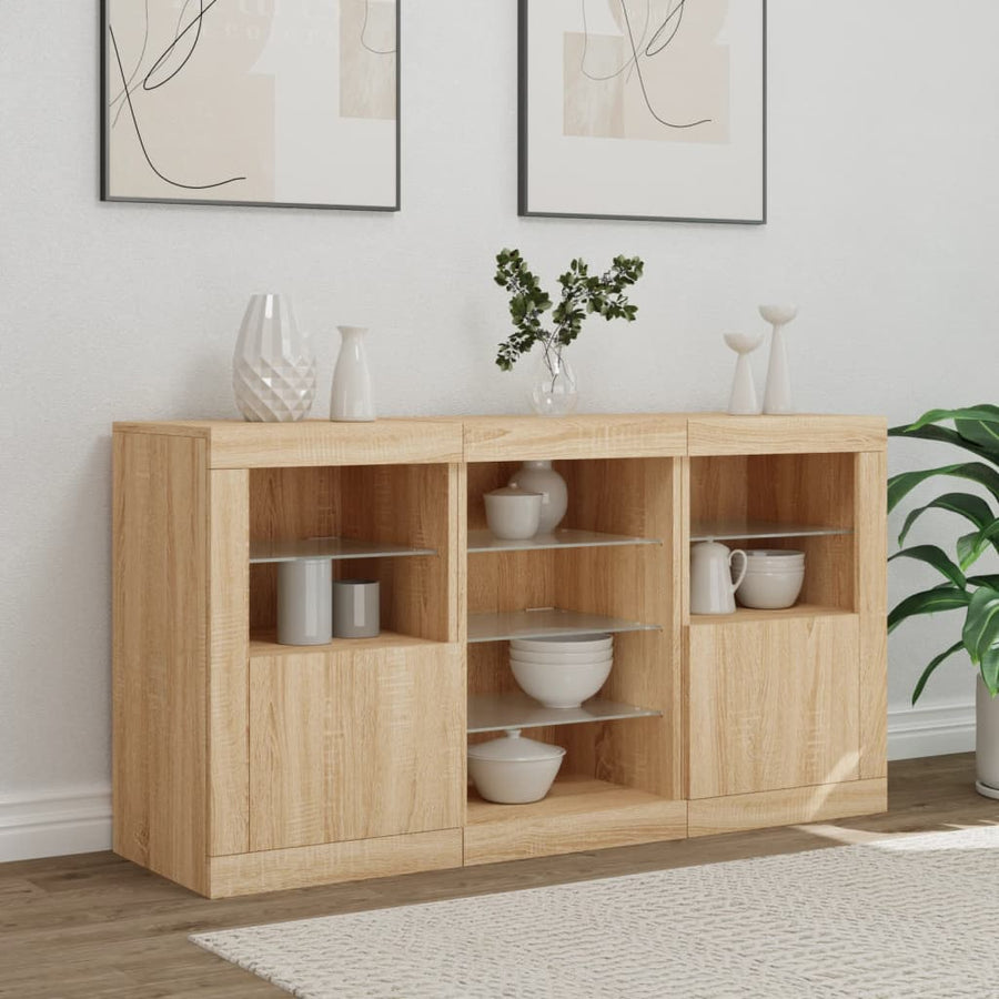Dressoir Met Led-Verlichting 23X37X67 Cm Kleurig Sonoma eiken