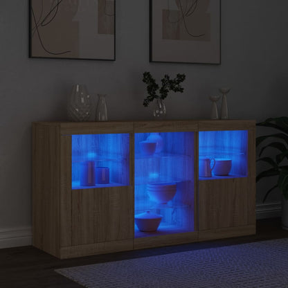 Dressoir Met Led-Verlichting 23X37X67 Cm Kleurig Sonoma eiken