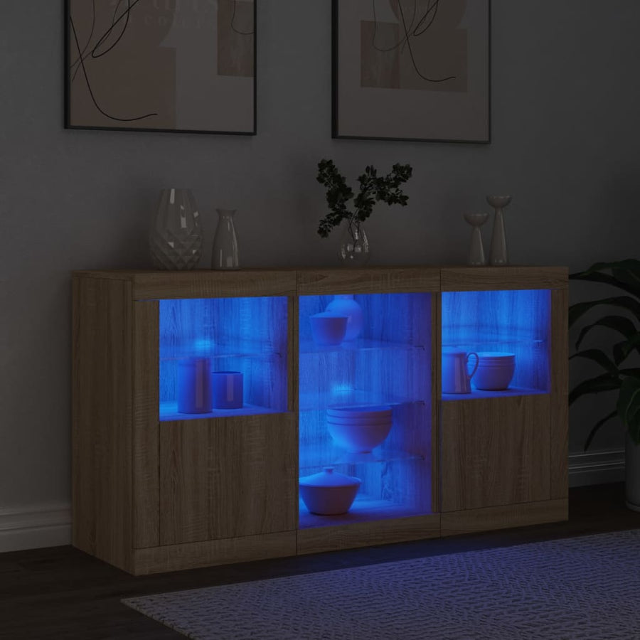 Dressoir Met Led-Verlichting 23X37X67 Cm Kleurig Sonoma eiken