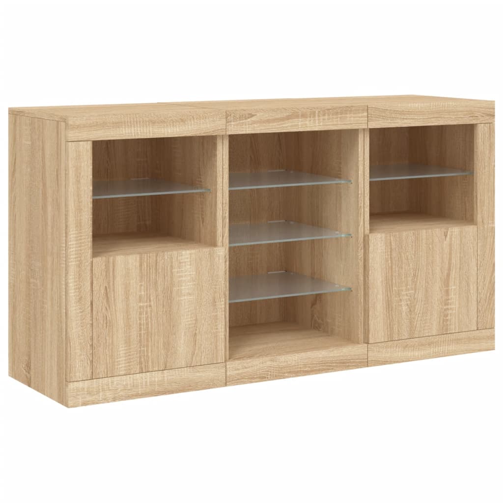 Dressoir Met Led-Verlichting 23X37X67 Cm Kleurig Sonoma eiken