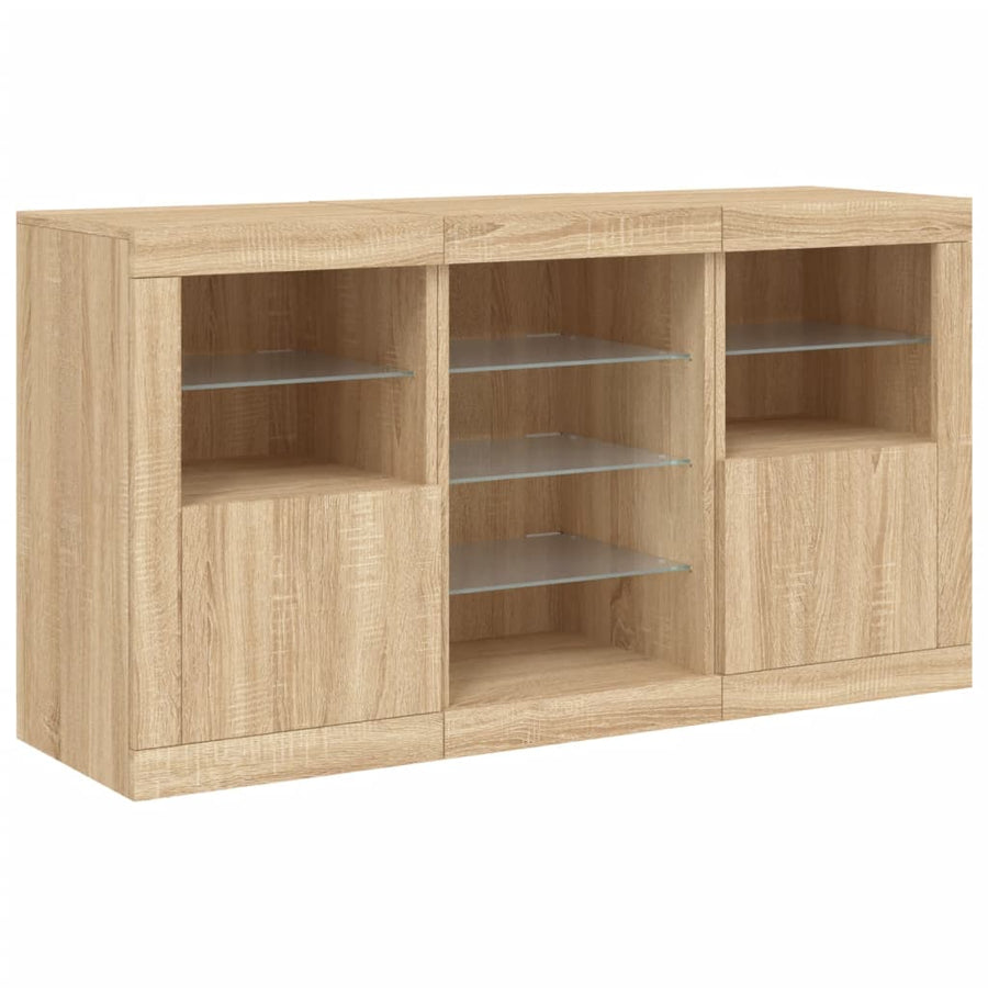 Dressoir Met Led-Verlichting 23X37X67 Cm Kleurig Sonoma eiken