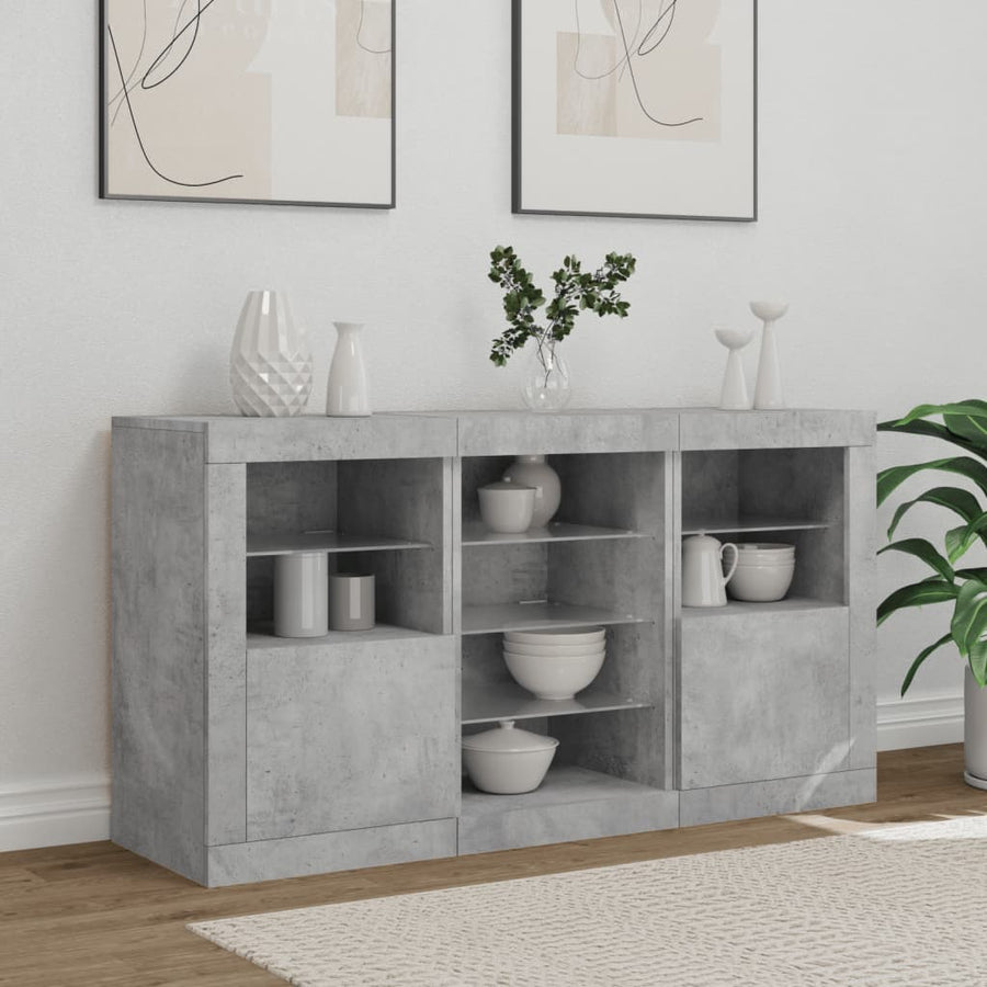 Dressoir Met Led-Verlichting 23X37X67 Cm Betongrijs