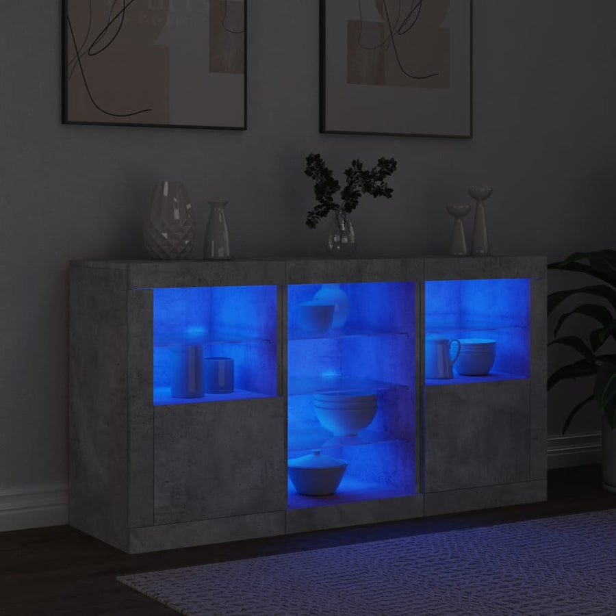 Dressoir Met Led-Verlichting 23X37X67 Cm Betongrijs