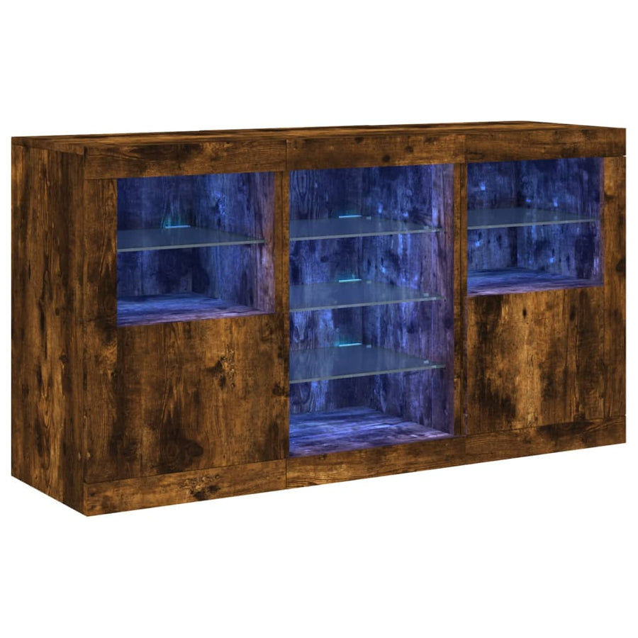 Dressoir Met Led-Verlichting 23X37X67 Cm Kleurig Gerookt eiken