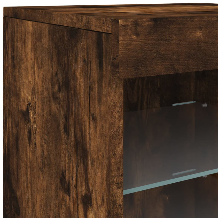 Dressoir Met Led-Verlichting 23X37X67 Cm Kleurig Gerookt eiken