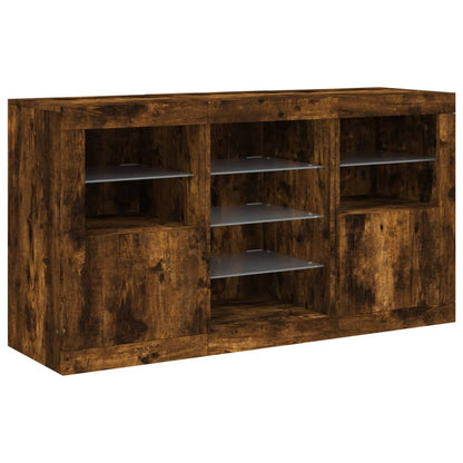 Dressoir Met Led-Verlichting 23X37X67 Cm Kleurig Gerookt eiken