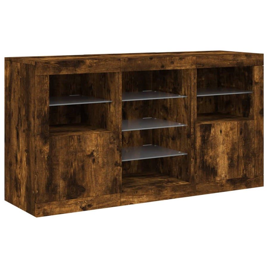 Dressoir Met Led-Verlichting 23X37X67 Cm Kleurig Gerookt eiken