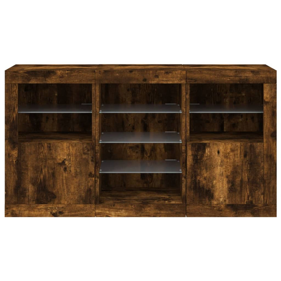 Dressoir Met Led-Verlichting 23X37X67 Cm Kleurig Gerookt eiken