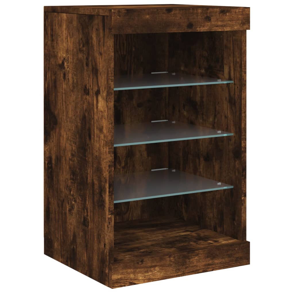 Dressoir Met Led-Verlichting 23X37X67 Cm Kleurig Gerookt eiken