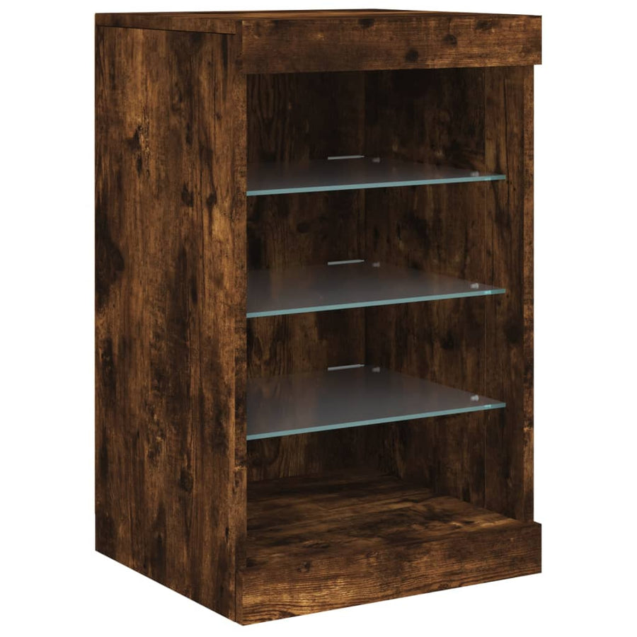 Dressoir Met Led-Verlichting 23X37X67 Cm Kleurig Gerookt eiken