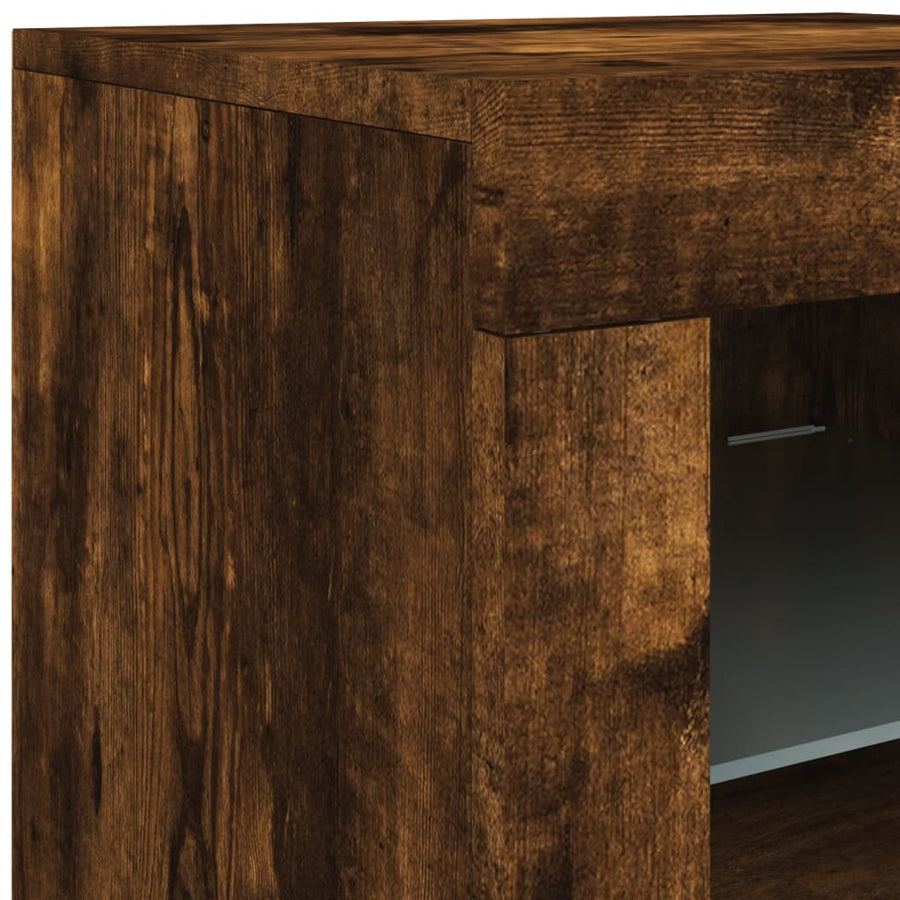 Dressoir Met Led-Verlichting 23X37X67 Cm Kleurig Gerookt eiken