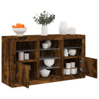 Sideboard with LED lighting 123x37x67 cm smoked oak-colored