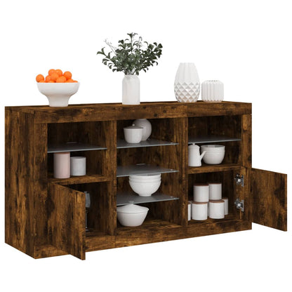Dressoir Met Led-Verlichting 23X37X67 Cm Kleurig Gerookt eiken