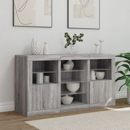 Dressoir Met Led-Verlichting 23X37X67 Cm Eiken Grijs sonoma
