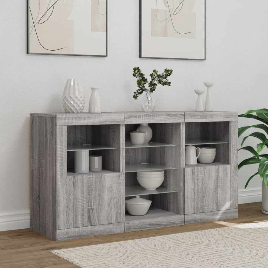 Dressoir Met Led-Verlichting 23X37X67 Cm Eiken Grijs sonoma