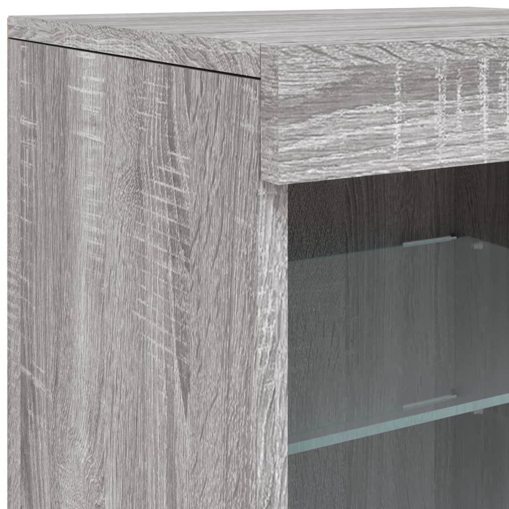 Dressoir Met Led-Verlichting 23X37X67 Cm Eiken Grijs sonoma